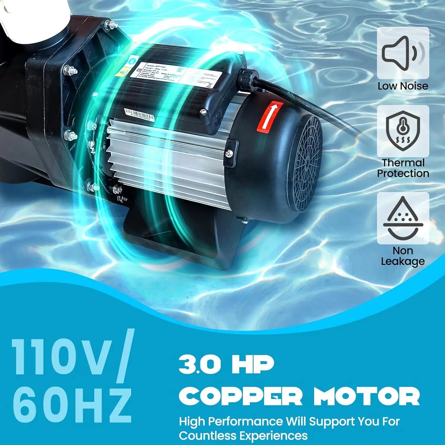 Swimming Pool Pump 3HP 110V 1100W 9000 GPH Single Speed for Above/In Ground Pool High-Flow Pool Pump with Strainer Filter Basket