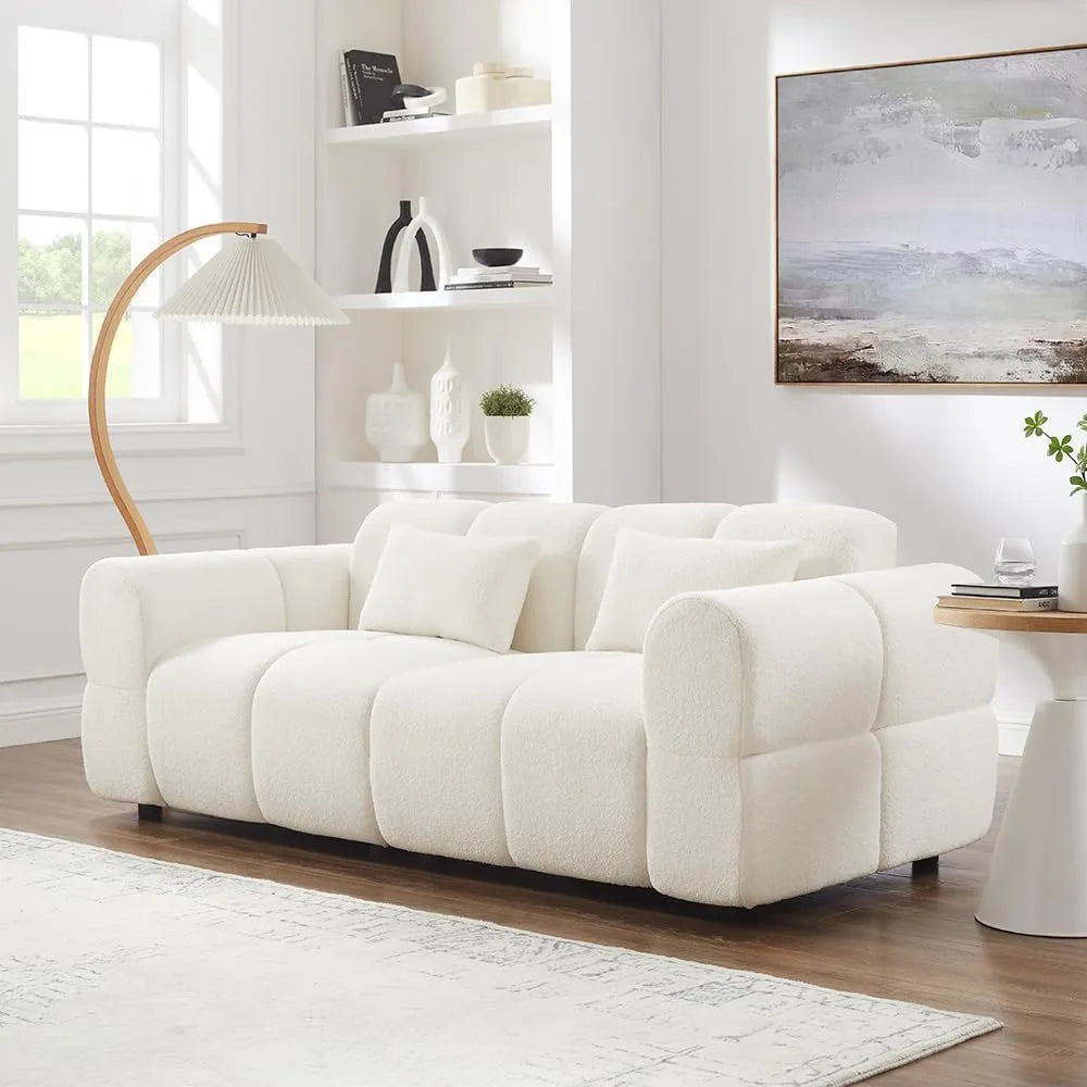 80" Oversized Boucle Sofa Couch | Modern Loveseat (Deep Seat) | Mid Century Modern Sofa, Cloud Couch for Living Room
