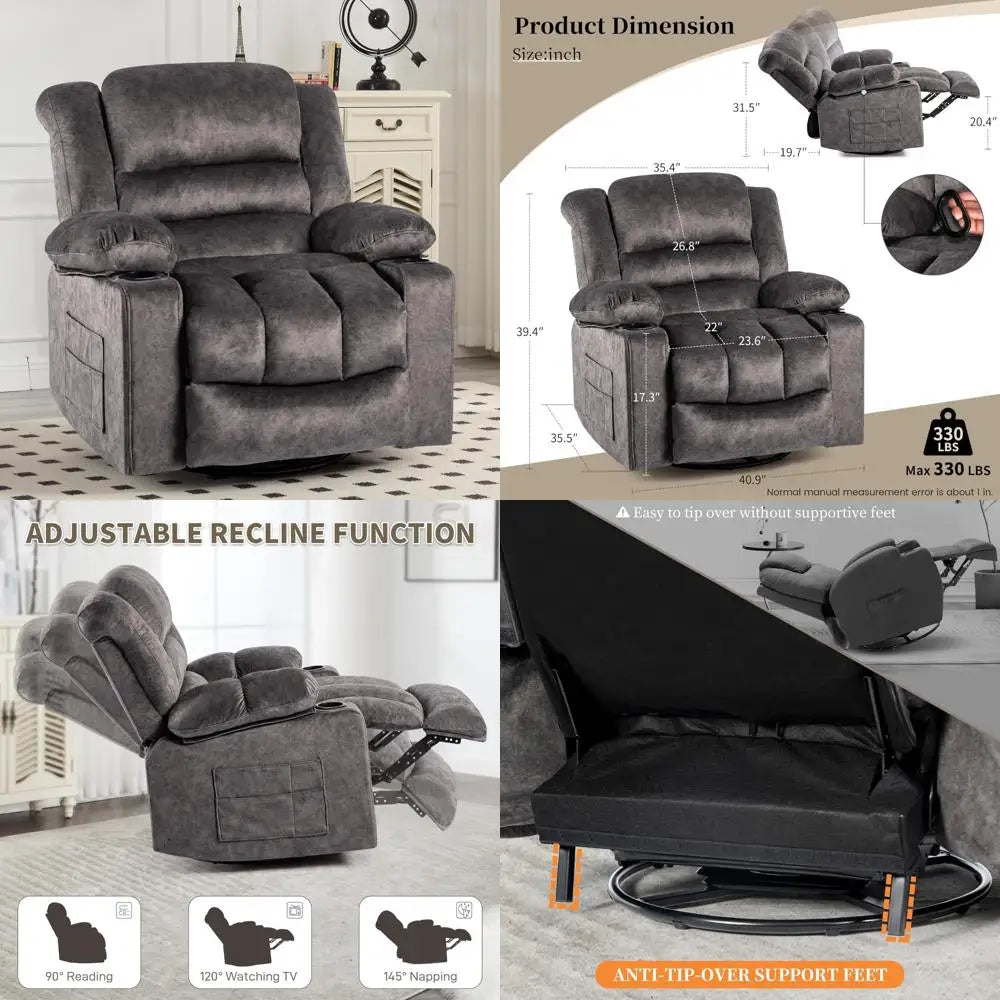 Recliner Chair/Rocker/360 Degree Swivel Single Seat