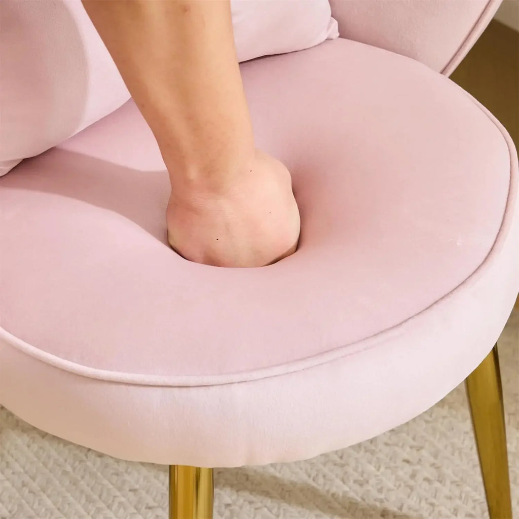 Petal Makeup Vanity Chair -Cute Girls Desk Chair, Modern Dining Chair, Velvet Pink