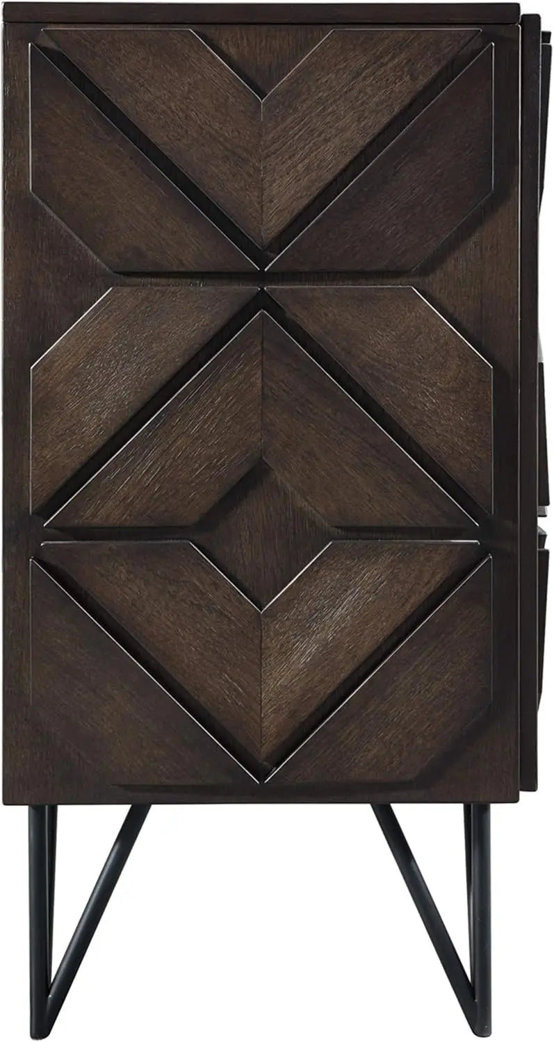 Urban Geometric Design TV Stand Fits TVs up to 70", 4 Cabinet Doors and 3 Adjustable Storage Shelves
