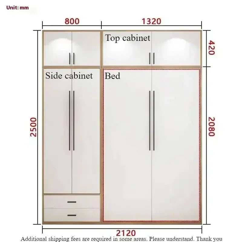 Full Murphy Bed with Closet Organizer with Drawers Full Size Bed Space-Saving Sleeping Arrangement for Multipurpose Room