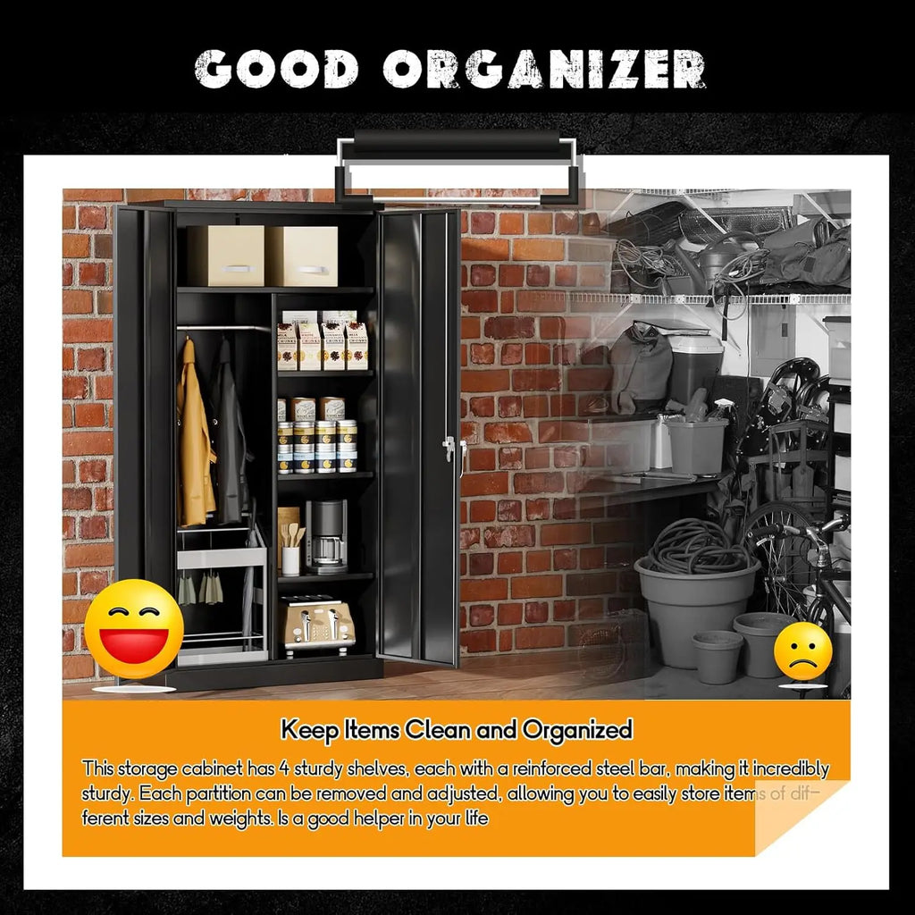 Tall Storage Cabinet with Lock Door,72" Locking Steel Storage Wardrobe Cabinet ,Employees Locker Closet, Clothing/ Coat- Steel