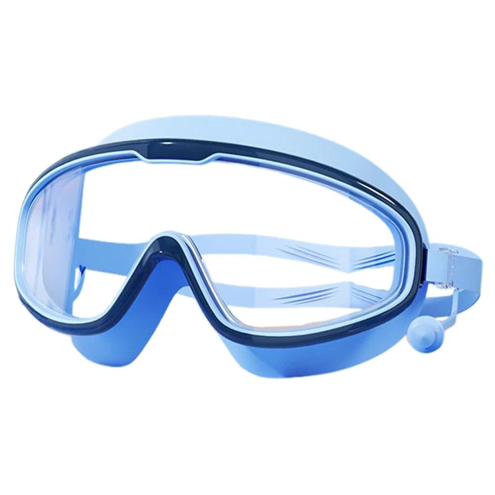 Kids Swim Goggles HD Swim Glasses with Earplugs/ UV Protection Swimming Goggles/ Large Frame Swim Sports Eyewear for Boys/ Girls