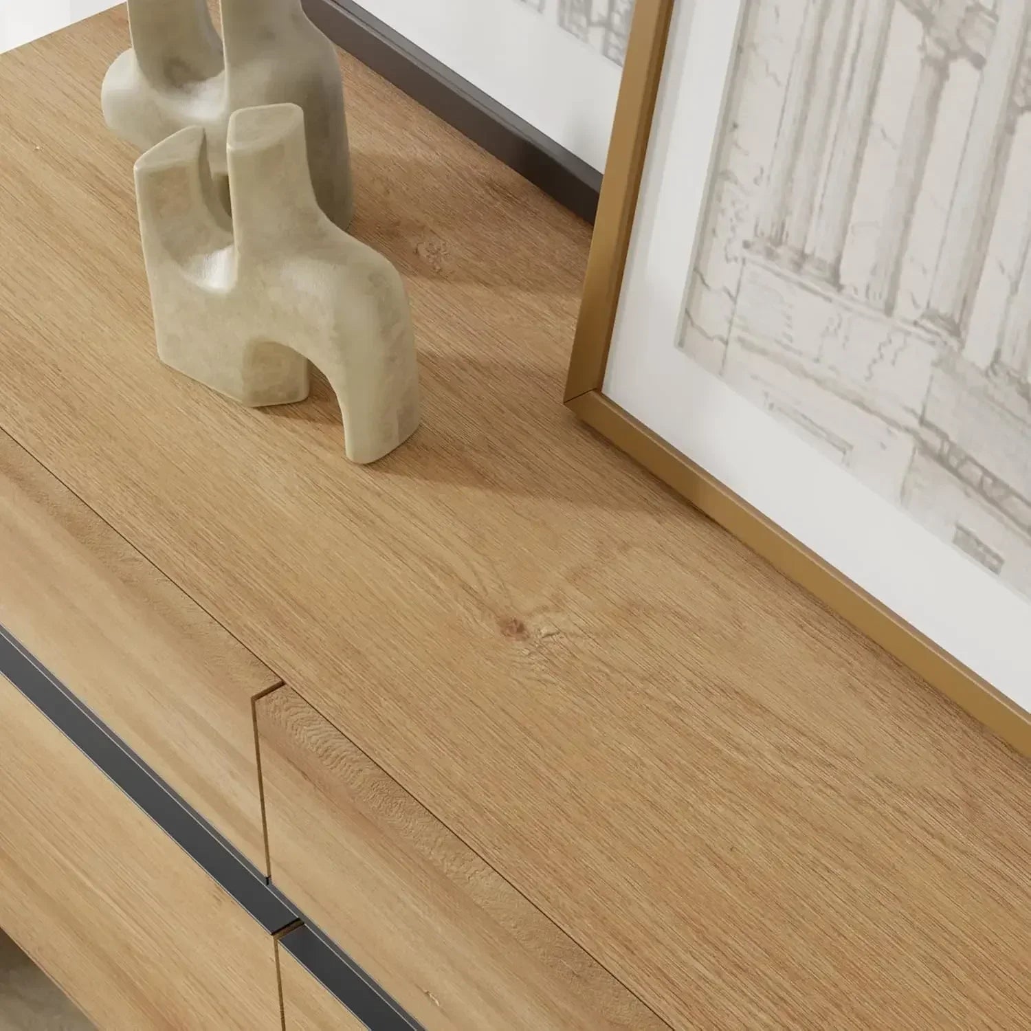 Modern TV Stand for TVs up to 110 inch, 3 in 1 Entertainment Center TV Console with Storage Cabinets Living Room, Oak