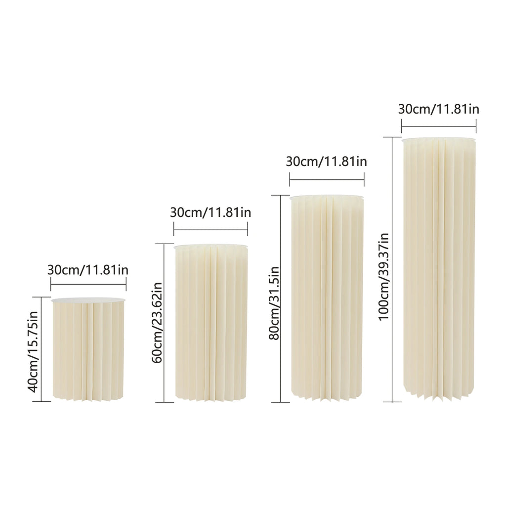 4 Pieces Wedding Flowers Stand Foldable Cardboard Cylinder Centerpiece Display Vase 40/60/80/100cm for Wedding Party/ Garden Decoration