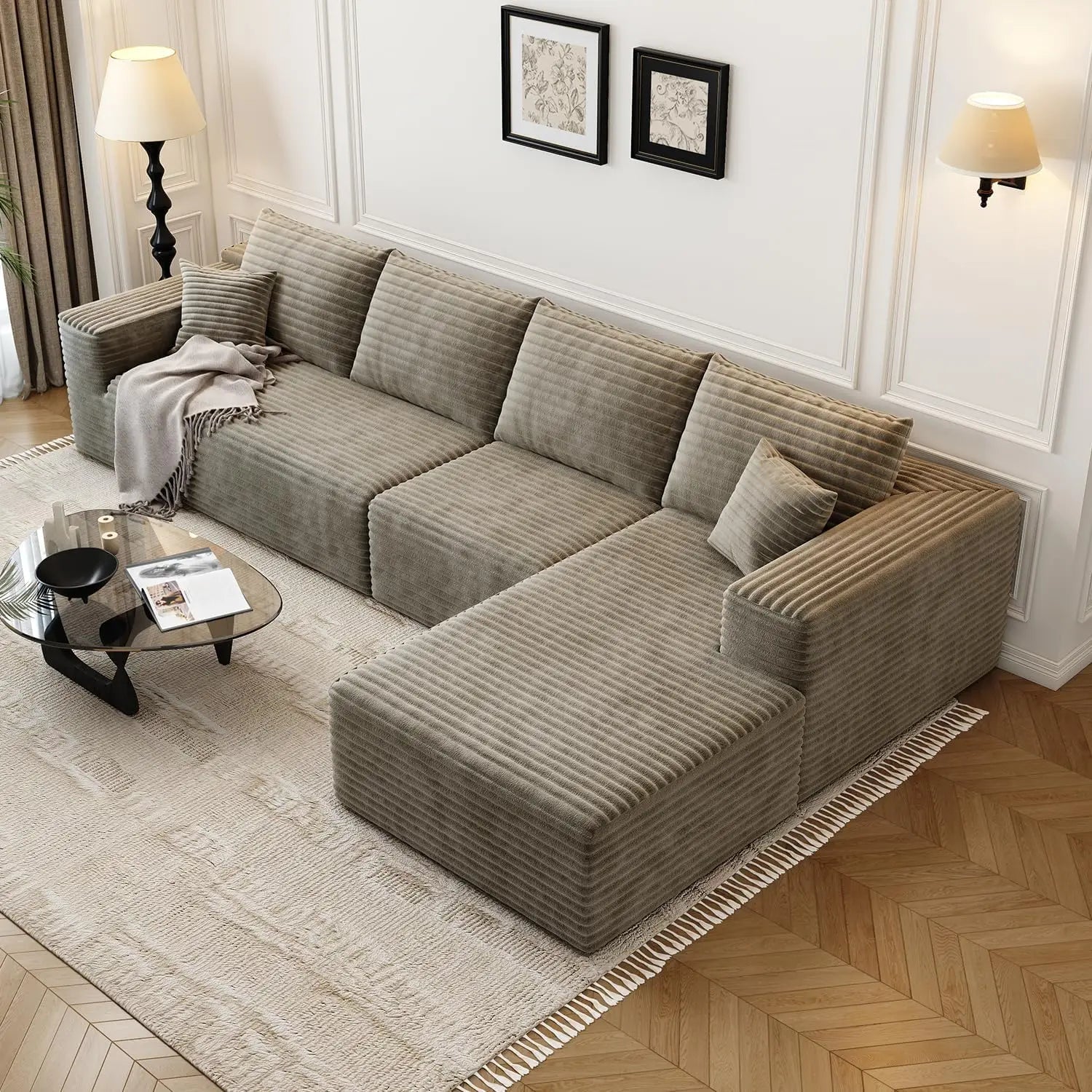 Cloud Modular Sectional Sofa Couch with L-Shape Chaise, Upholstered Couches for Living Room/ Bedroom
