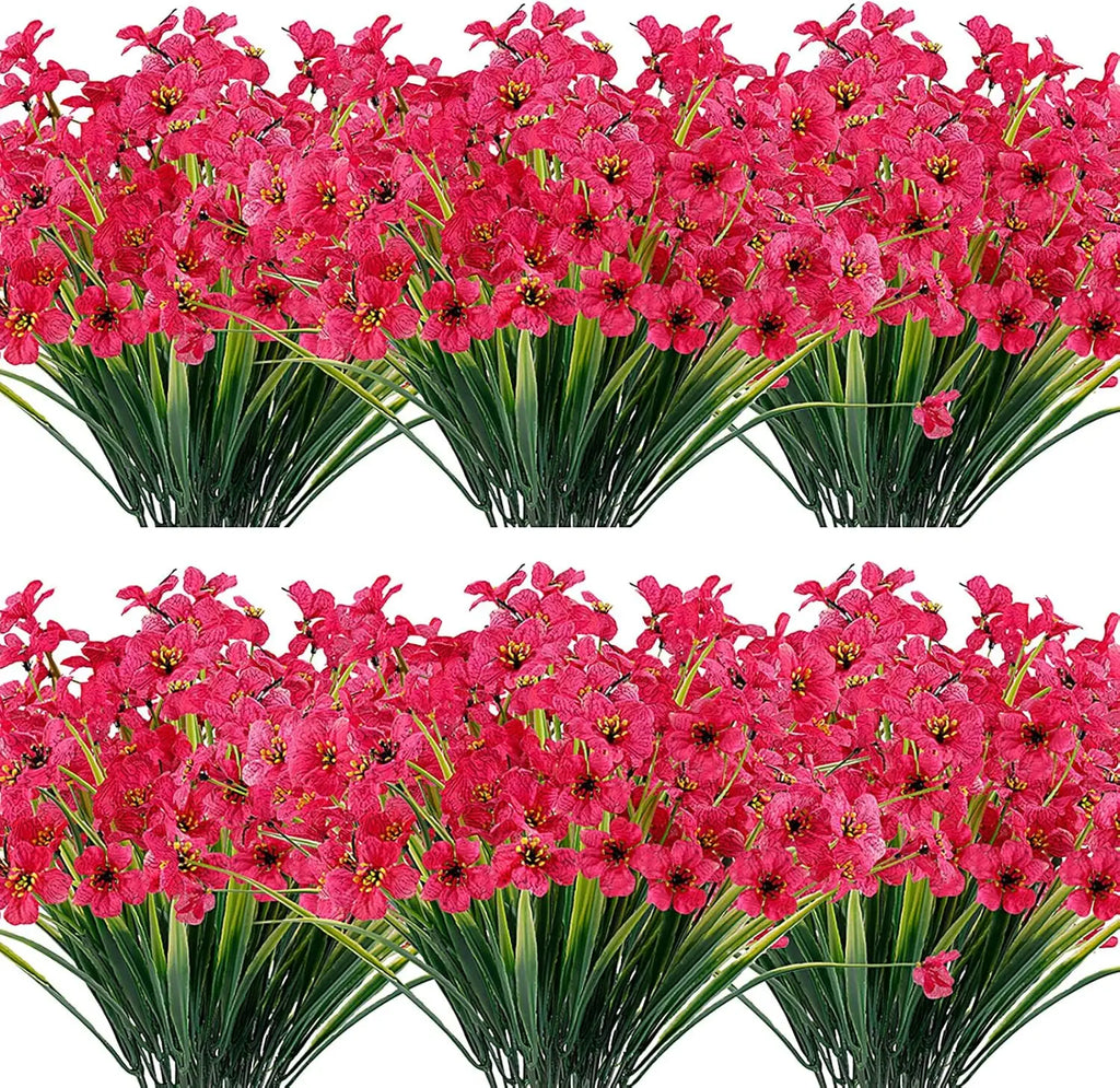 20 Bundles Artificial Flowers Outdoor UV Resistant Fake Flowers No Fade Faux Plastic Plants ,Garden ,Porch, Window Box Deco