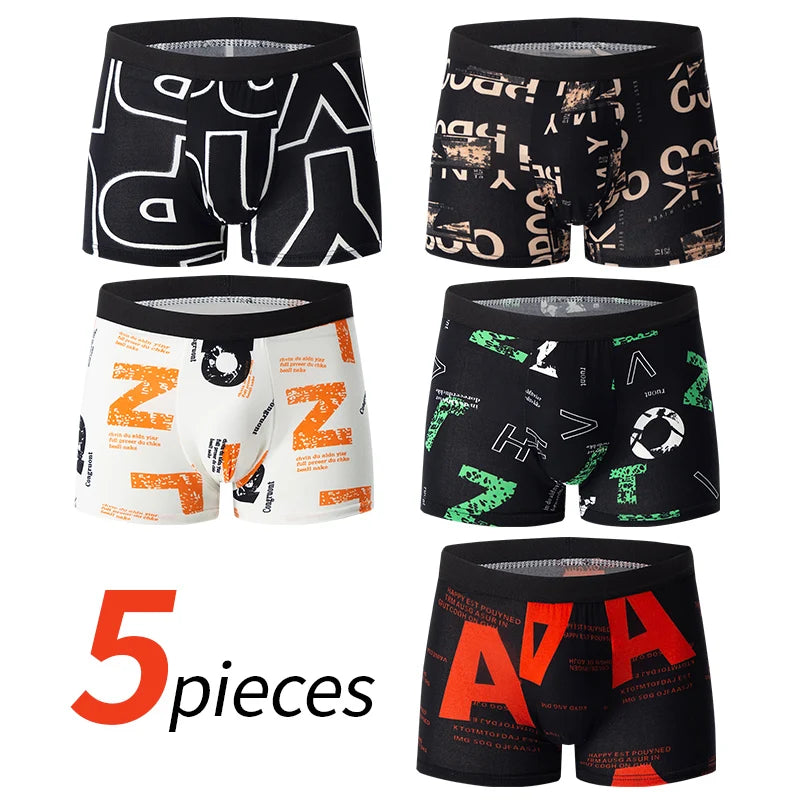 5 /10 Pack Men's Black Gold Printed Boxer Underwear Comfortable And Versatile Plus Size Sexy Young Men's Leisure Sports