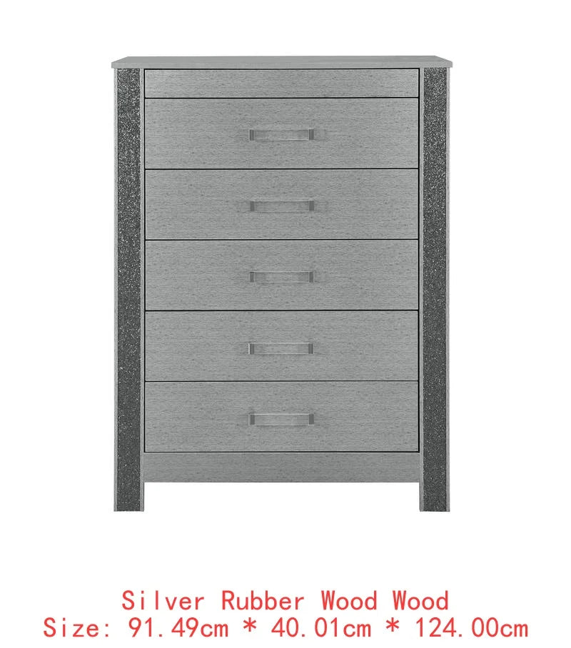 King 5PC Modern Bedroom Set - Silver Finish