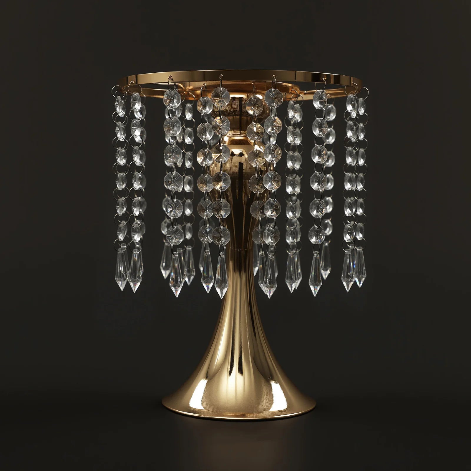 10Pcs Gold Electroplated Iron Acrylic Imitation Crystal Flower Stand Tabletop Floral Holder For Wedding Venue/ Balcony /Photo Studio Decor