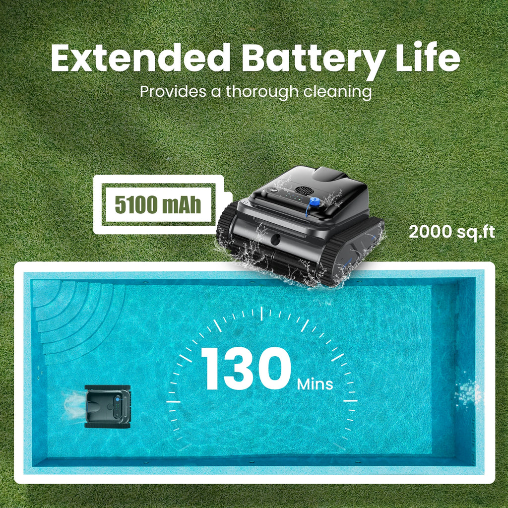 2026 Upgraded Y50S Robot Swimming Pool Cleaner 130Mins Runtime Self-Parking Powerful Cordless Floor Wall Auto Cleaning