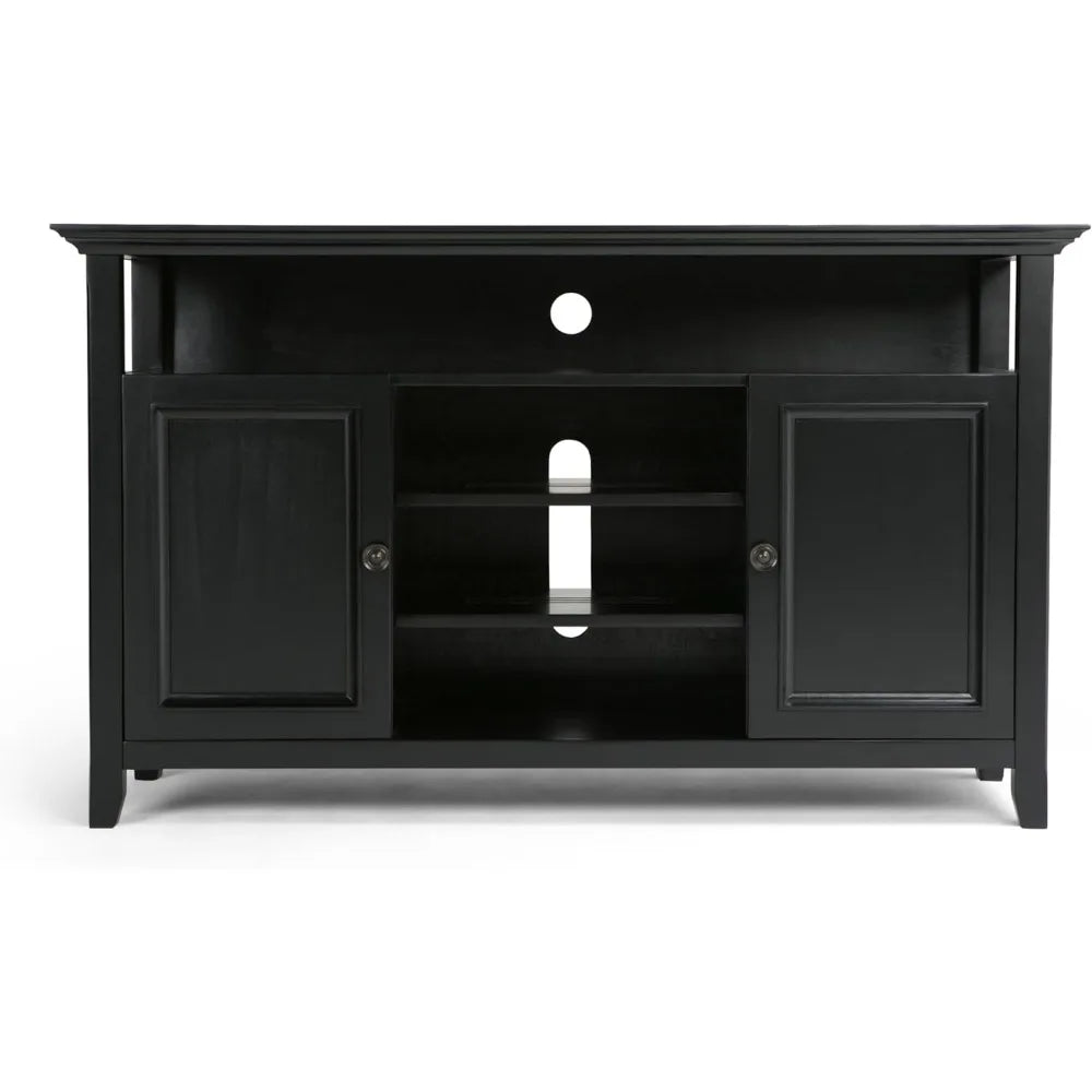 Solid Wood Universal TV Media Stand, 54 Inch Wide, Transitional, Living Room Entertainment Center, Storage Cabinet
