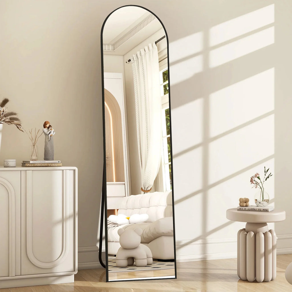 Full Length Mirror with Stand 59"x16" Floor Mirror with Aluminum Alloy Frame Body Wall-Mounted Mirrors For Bedroom/ Bathroom