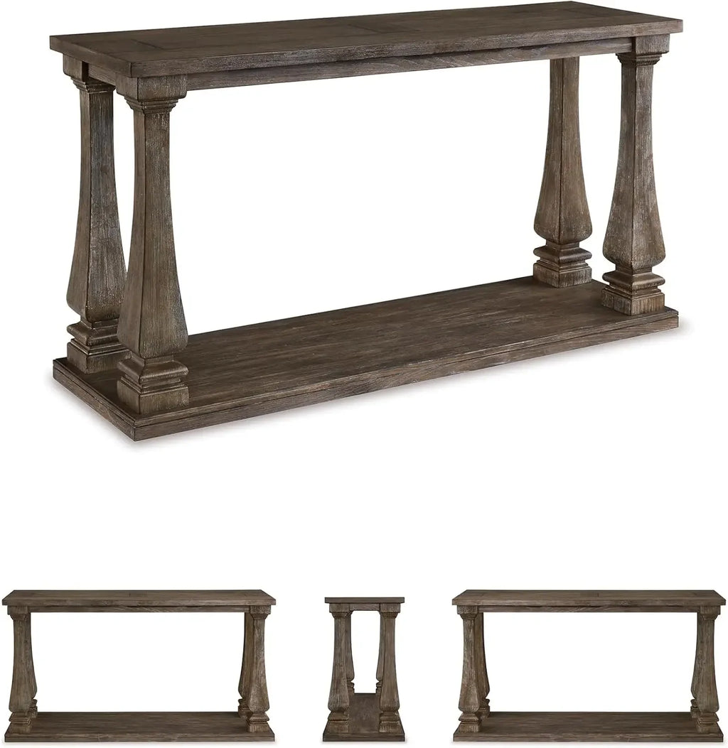 Vintage Sofa Console Table, Weathered Gray