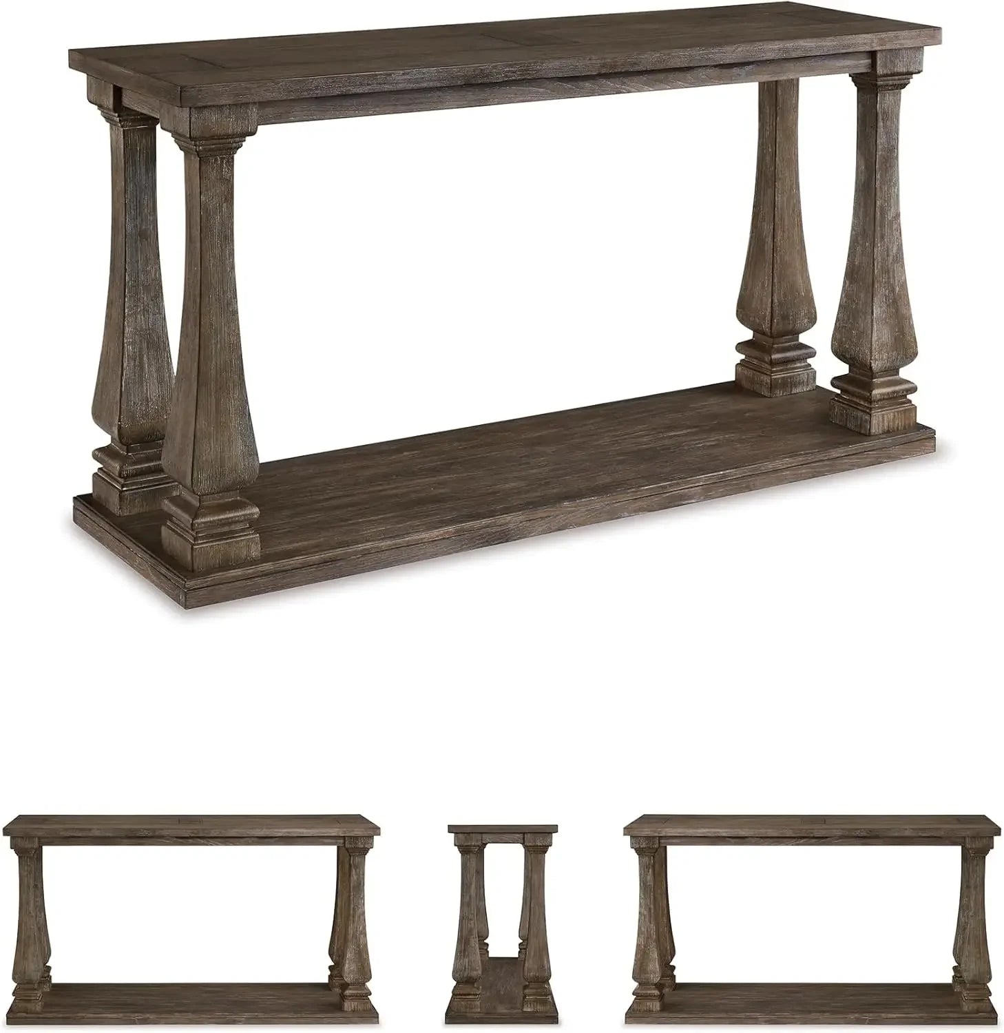 Vintage Sofa Console Table, Weathered Gray