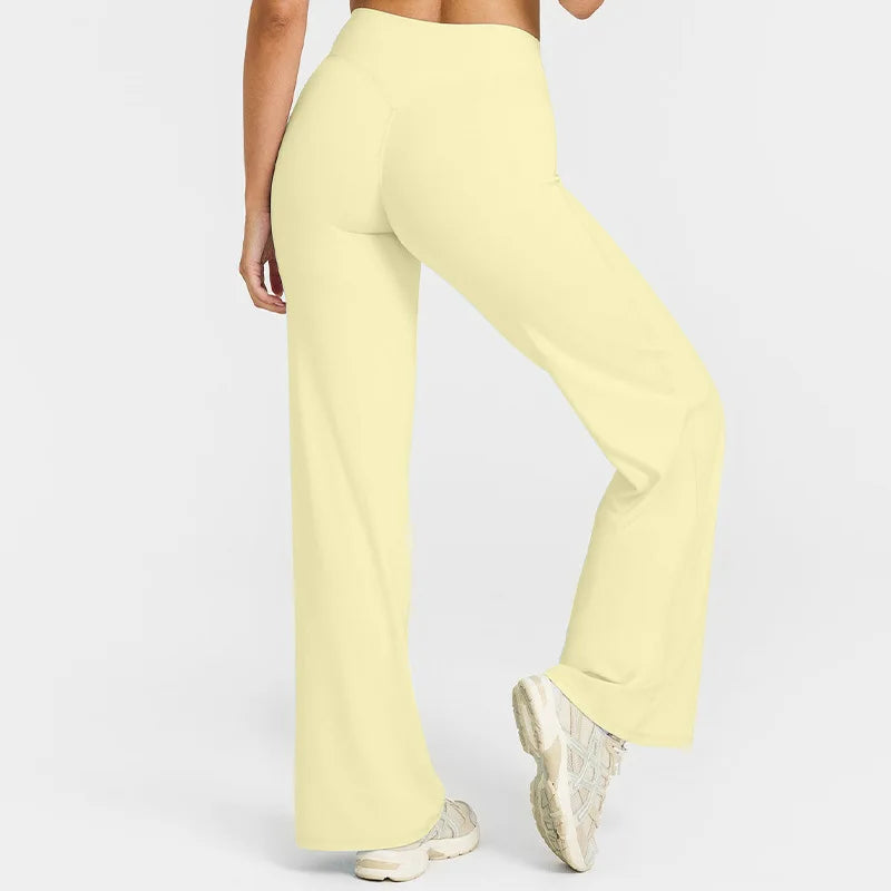 NCLAGEN Sport Trousers Straight-Leg Pants Ultra Soft Butter Fabric Women's Mid-Waist Yoga Pants GYM Naked Feel Pilates Running