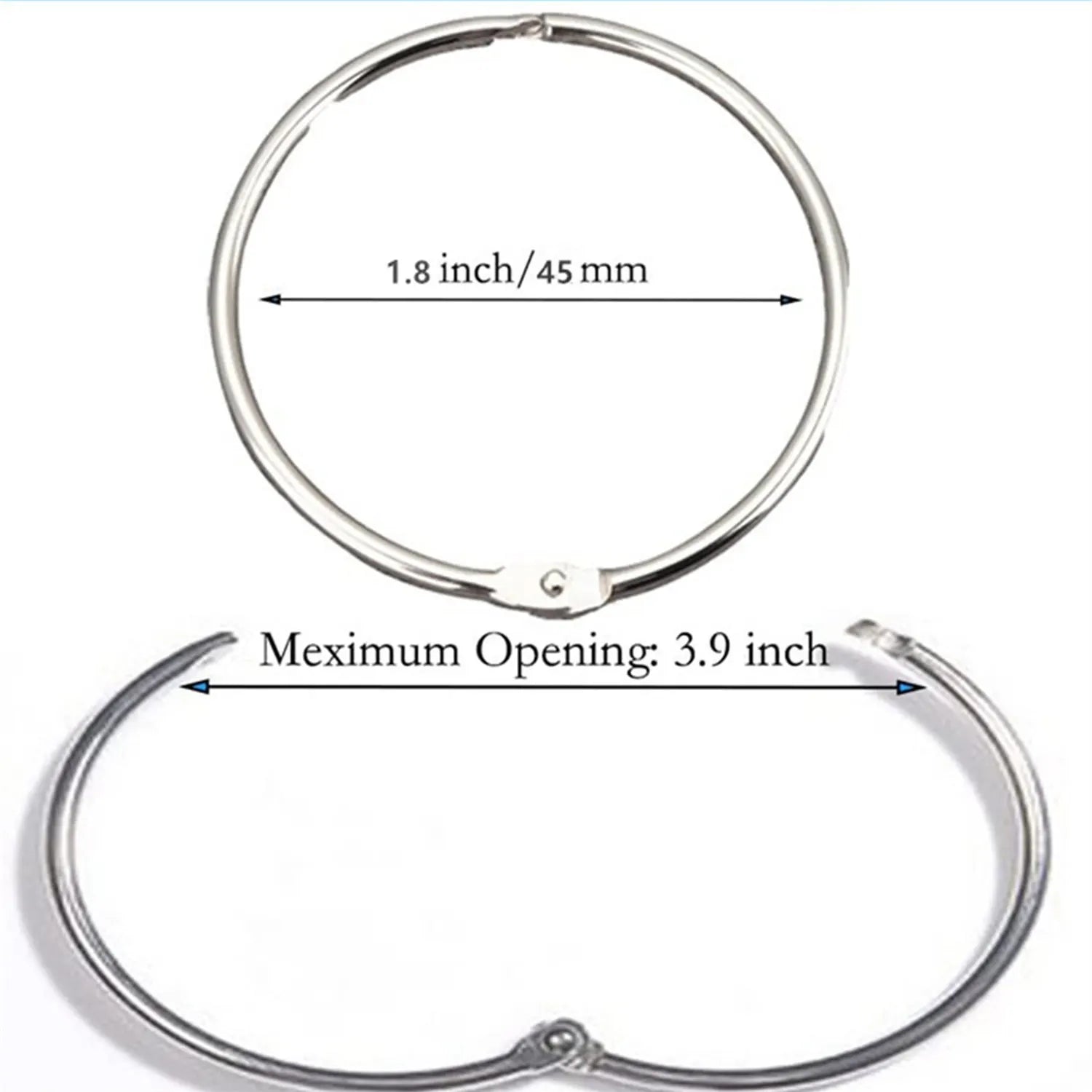 24 Pack Shower Curtain Rings, Rust Proof Shower Curtain Hooks for Bathroom, Loose Leaf Binder Rings/ Keychain Key Rings