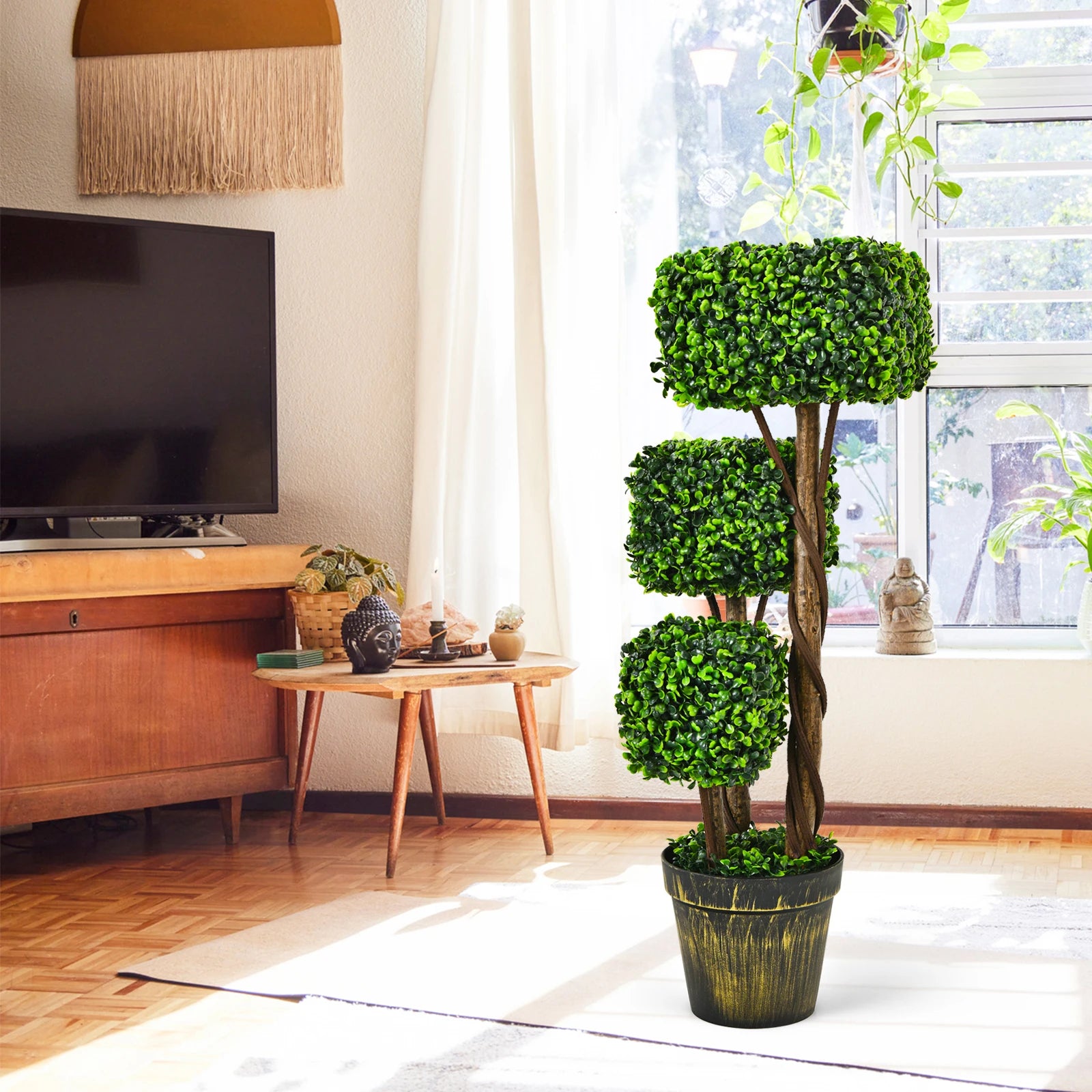 36" Artificial Boxwood Topiary Tree UV Protected Indoor/ Outdoor Decor