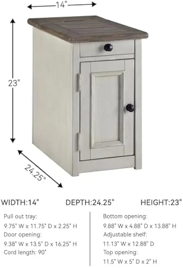 Ashley Furniture Signature Design-Bolanburg Chairside Chair Side End Table, 14"W x 24"D x 23"H, Whitewash