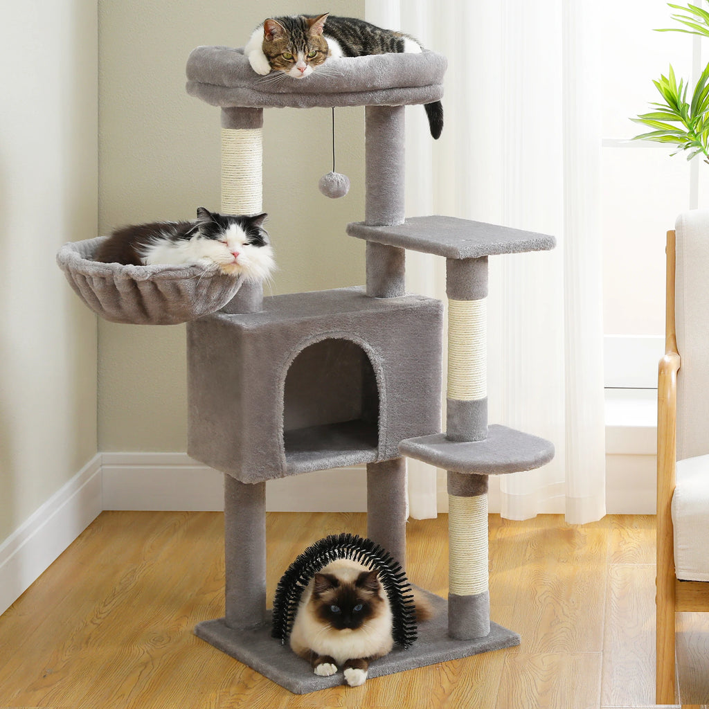 Cat Tree with Toy Cat Tower Condo for Indoor Cats/ Cat House with Padded Plush Perch Cozy Hammock and Sisal Scratching Posts
