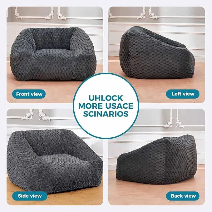 Bean Bag Chairs for Adults with Filler Included, with Armrests is Suitable for Living Rooms, Bedrooms, and Reading.( Grey)