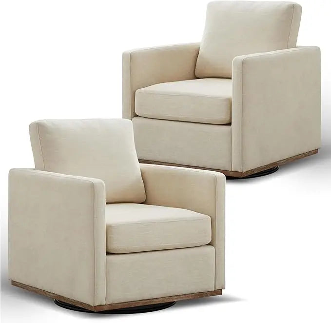 Swivel Accent Chair Set of 2, 360 Degree Square Swivel Barrel Chair for Living Room/Bedroom