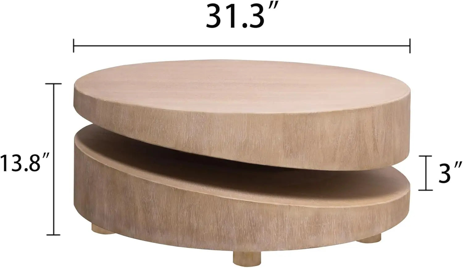 Round Coffee Table For Living Room, Accent Wood Center Table, Natural