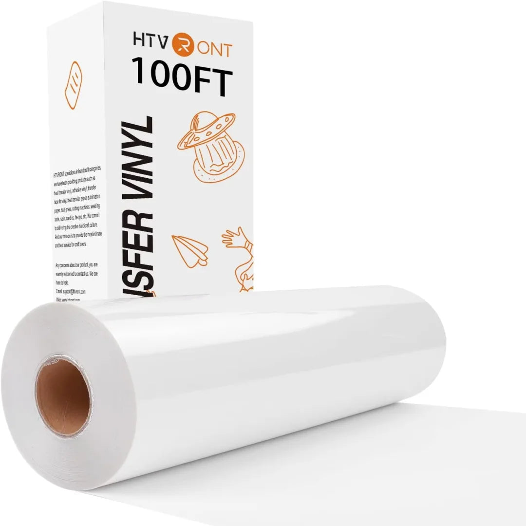 HTVRONT 12" x 100FT White HTV Heat Transfer Vinyl for T-Shirts & 12" x 100FT Black HTV Heat Transfer Vinyl for All Cutter Machine