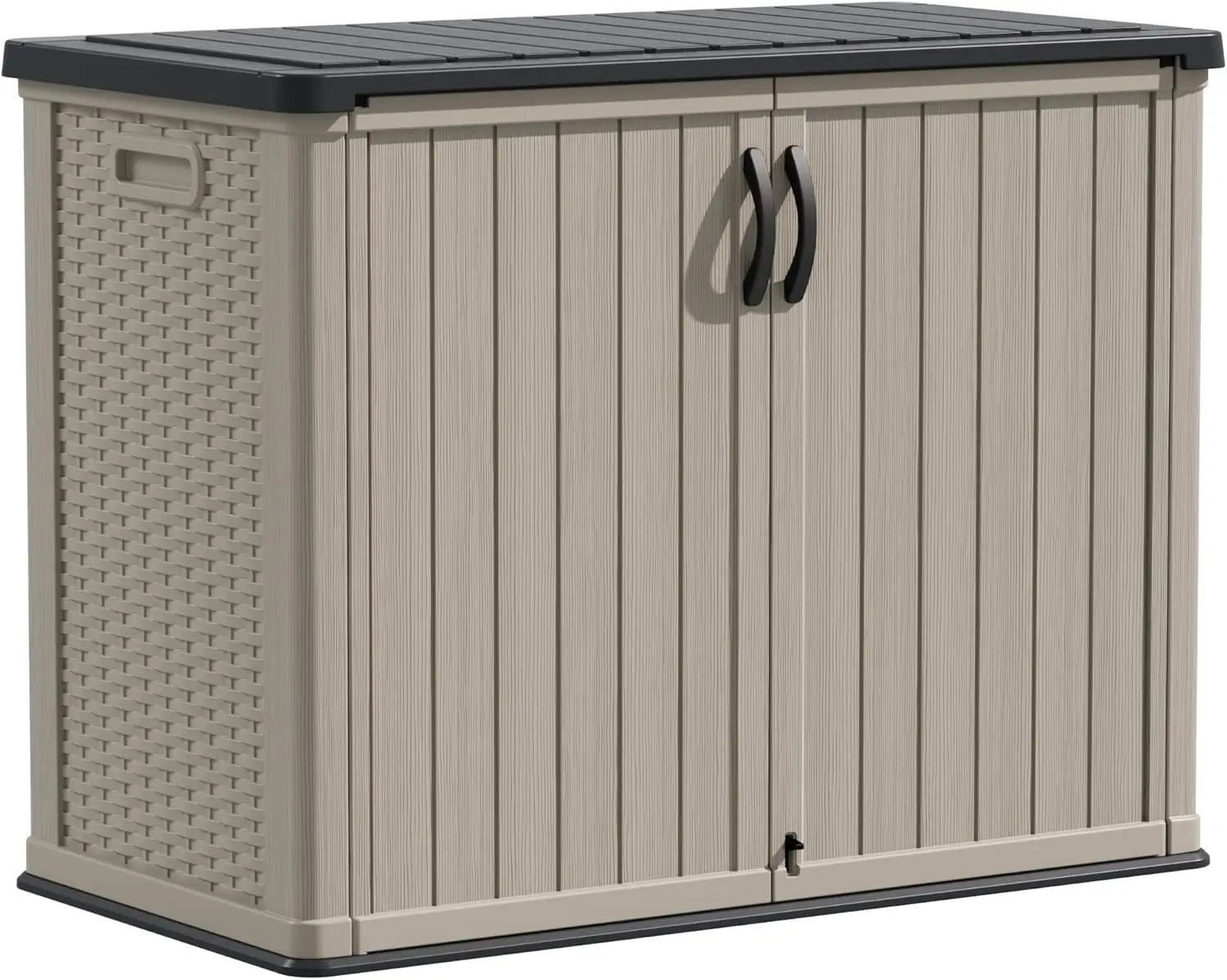 Outdoor Storage Cabinet 26 Cu Ft with Pad-Lockable Doors, Horizontal Storage Shed, Waterproof, Patio, Tools, Storage Box