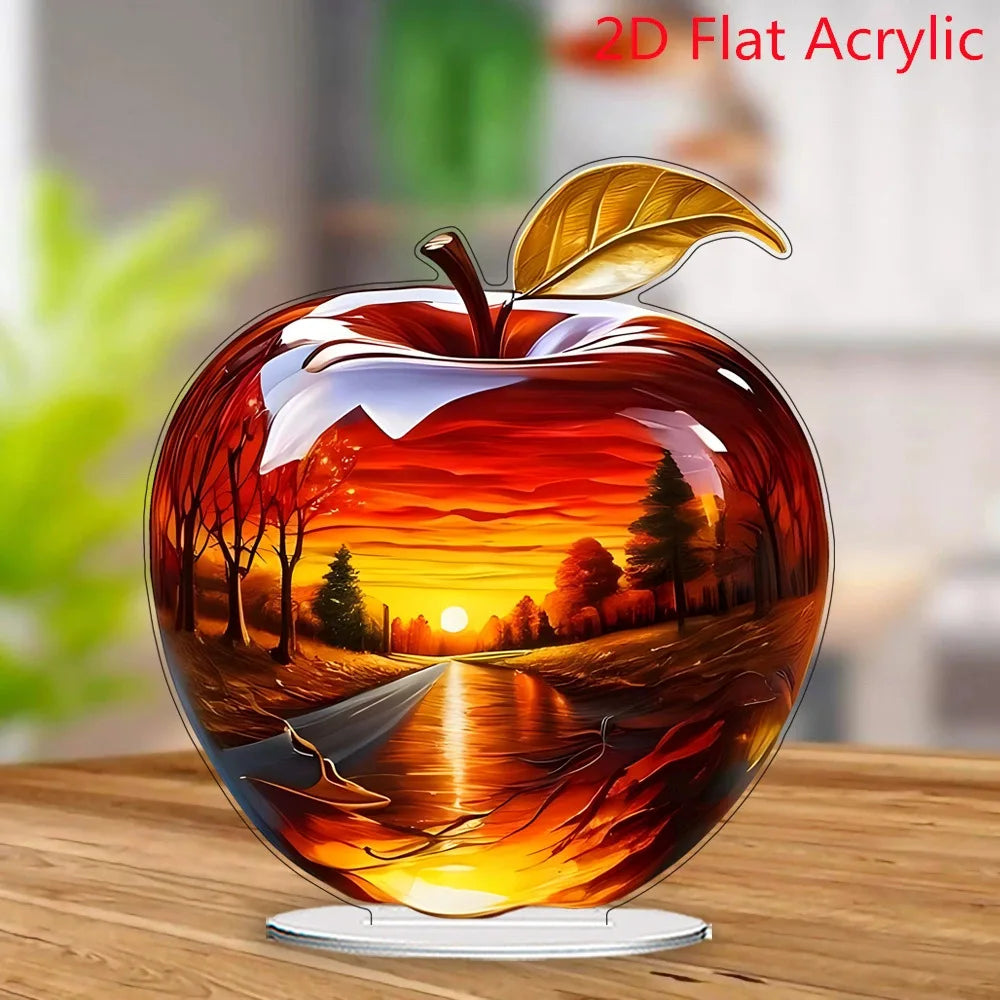 Clear Apple Collectible Figurines Crafts/ Crystal Apple Figurine Paperweight Home/ Office Handmade Statue Ornament Decoration