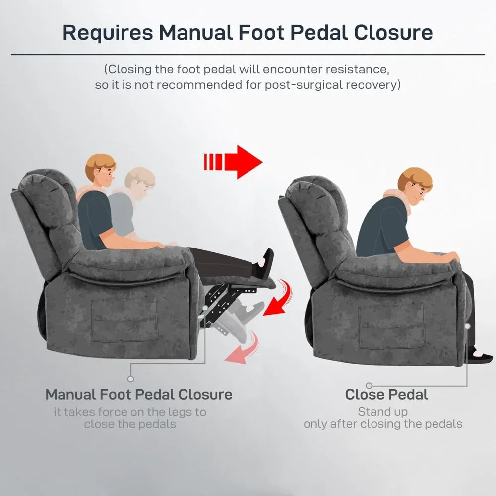 The New-Recliner Chair Modern Ergonomic Lounge Single Sofa Seat Living Room Gravity Recliners Foam Filling 2 Cup