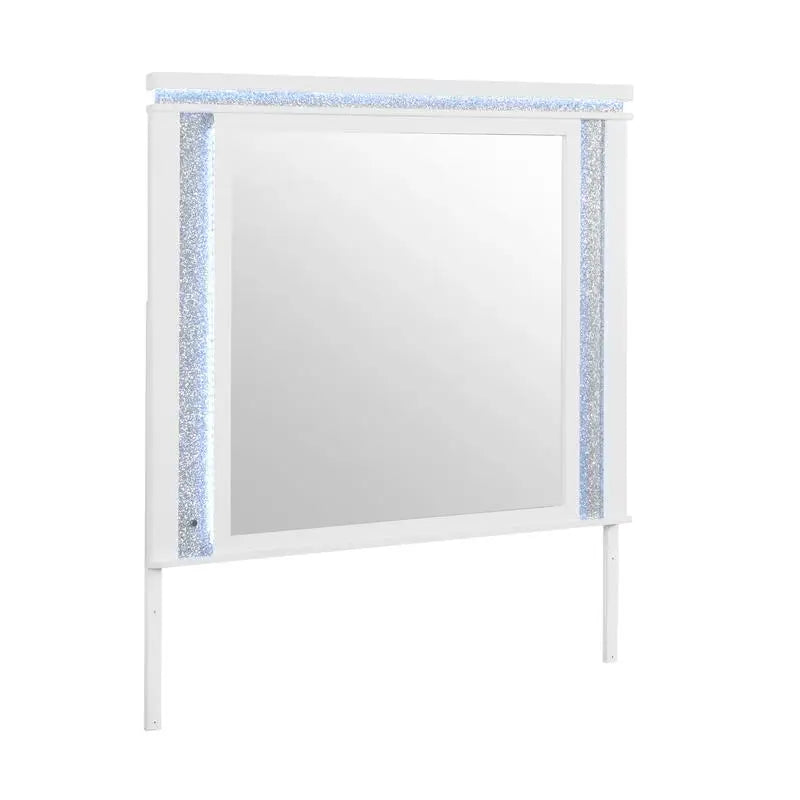5-Piece Bedroom Set - White King Size Bed with Nightstands, Dresser, and Mirror