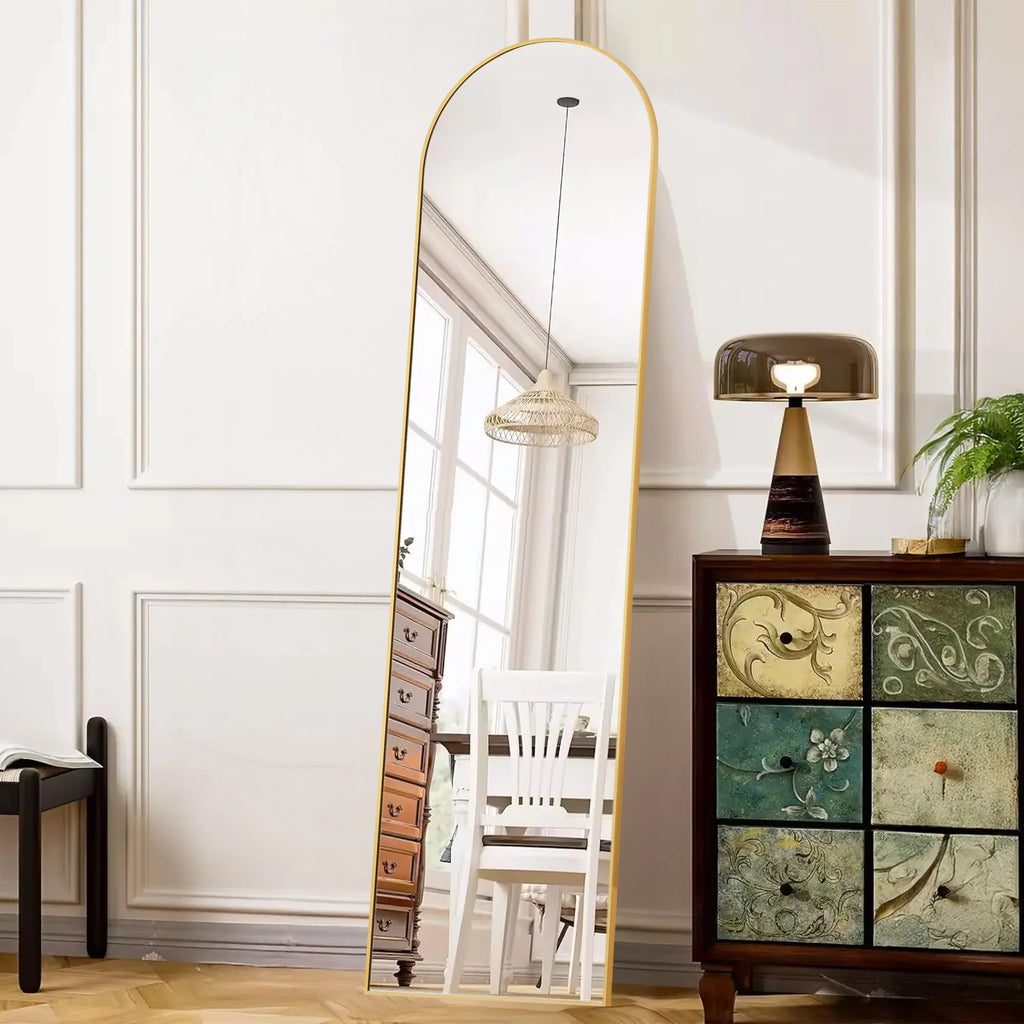 Full Length Mirror with Stand 59"x16" Floor Mirror with Aluminum Alloy Frame Body Wall-Mounted Mirrors For Bedroom/ Bathroom