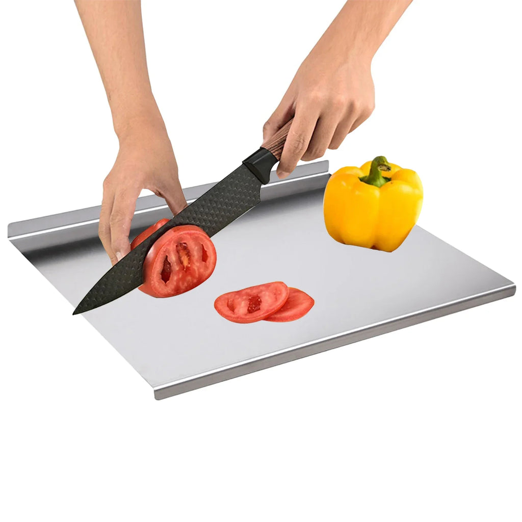 Stainless Steel Cutting Board With Lip Countertop Protector/ Multifunction Pastry Baking Board/ Fruit-Meat Chopping Board