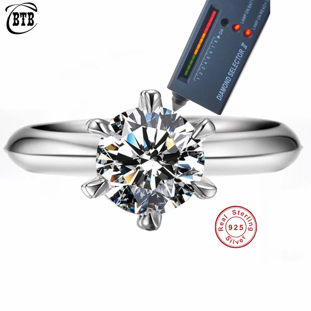 Hot New Luxury 925 Sterling Silver 1-3 Ct Real Moissanite Rings