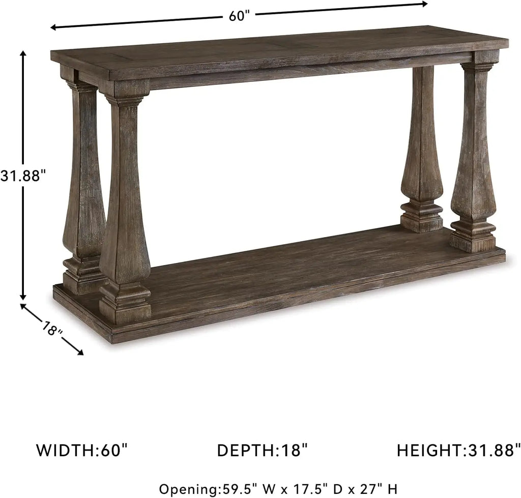 Vintage Sofa Console Table, Weathered Gray