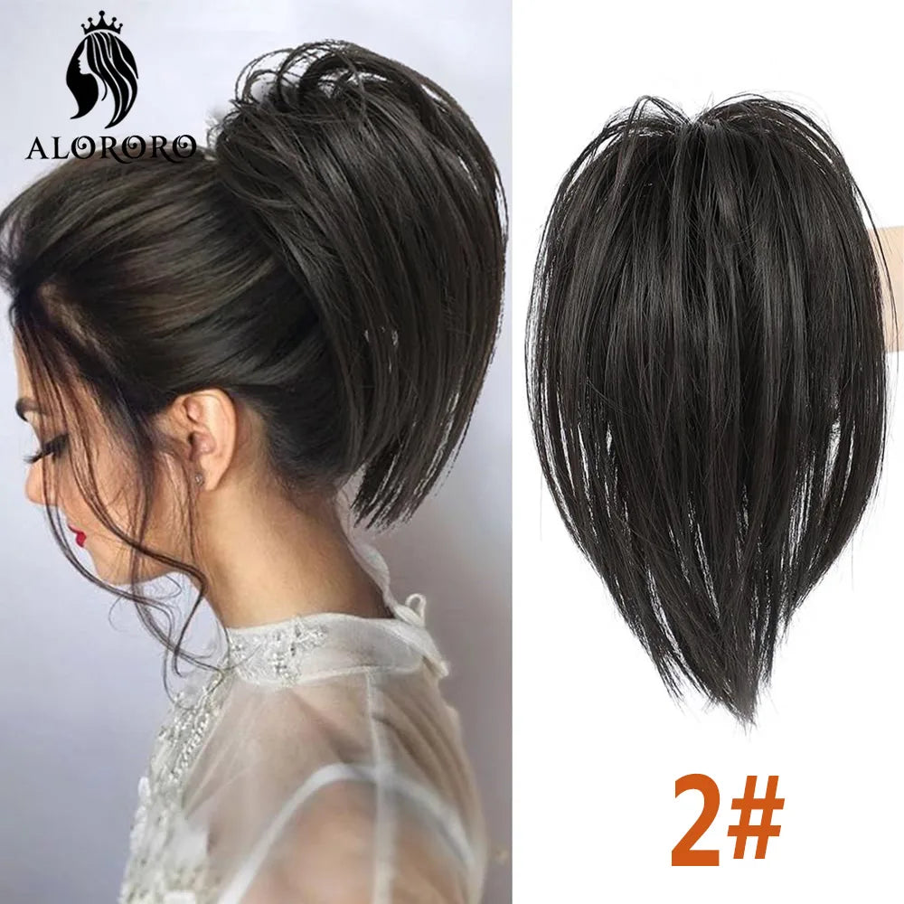 Synthetic Claw Clip Hair Bun Straight Chignon Bun Ponytail Hair Extensions Tousled Updo Hair Buns Claw Clip Ponytail Hairpice