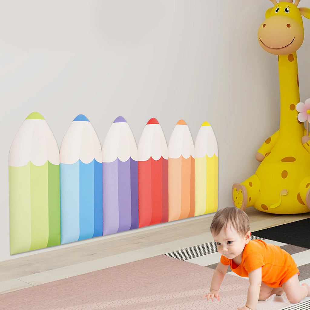 6 PCS Pencil Wall Stickers Anti-Collision Wall Padding for Kids/ Thickness 3cm Self-Adhesive Children's Room Wallpaper