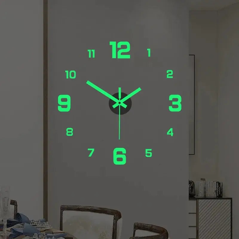 Creative Simple Luminous Digital Clock/ European Style DIY Silent Wall Clock/ Study/ Living Room/ Punch-Free Wall Sticker Clock