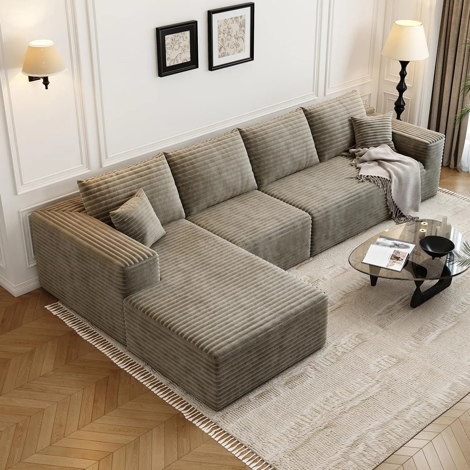 Cloud Modular Sectional Sofa Couch with L-Shape Chaise, Upholstered Couches for Living Room/ Bedroom
