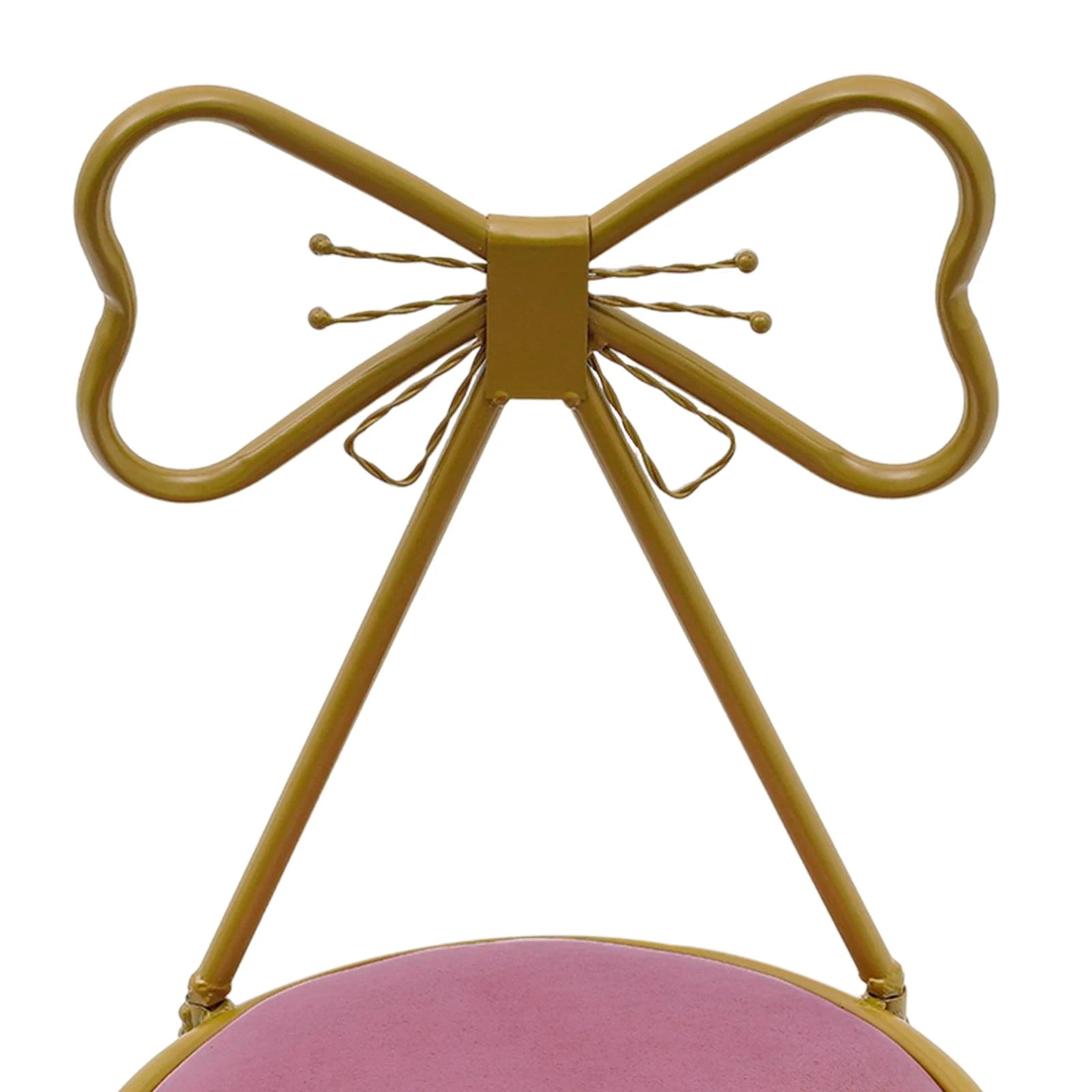 Deep Pink Makeup and Dressing Chair with Bow Shaped Backrest for Restaurants, Nail Salons/Parties