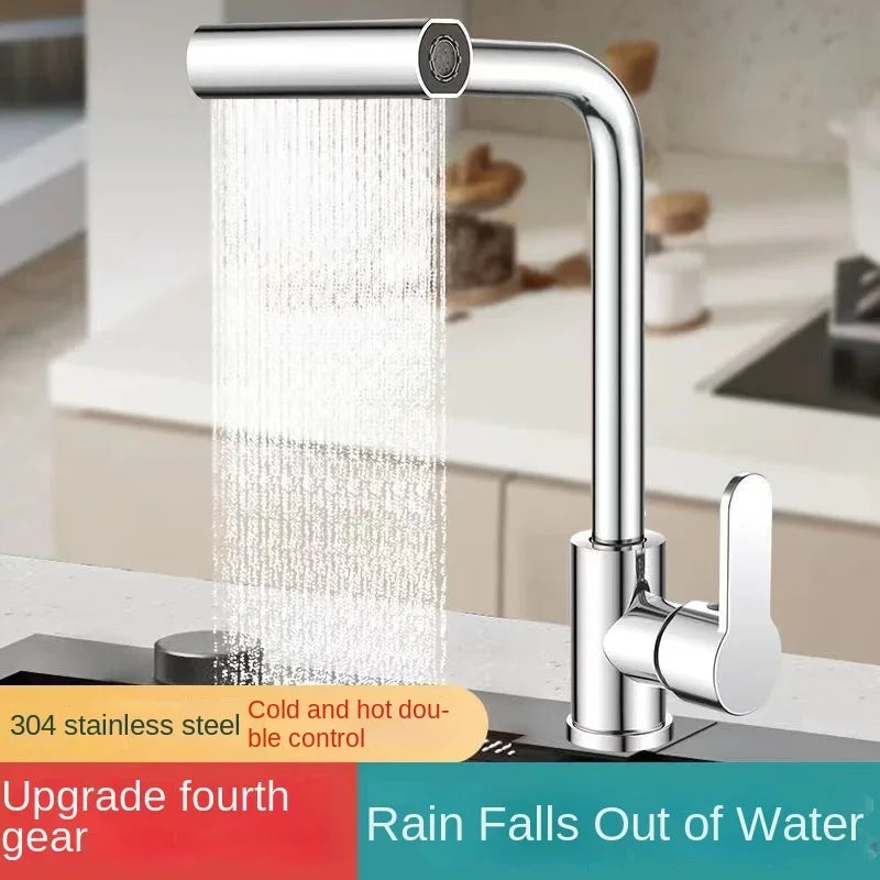 Kitchen Faucet, Rain Waterfall, Vegetable Washing Basin, Sink, Household Sink, Hot and Cold- Two in One, Pressurized Rotating