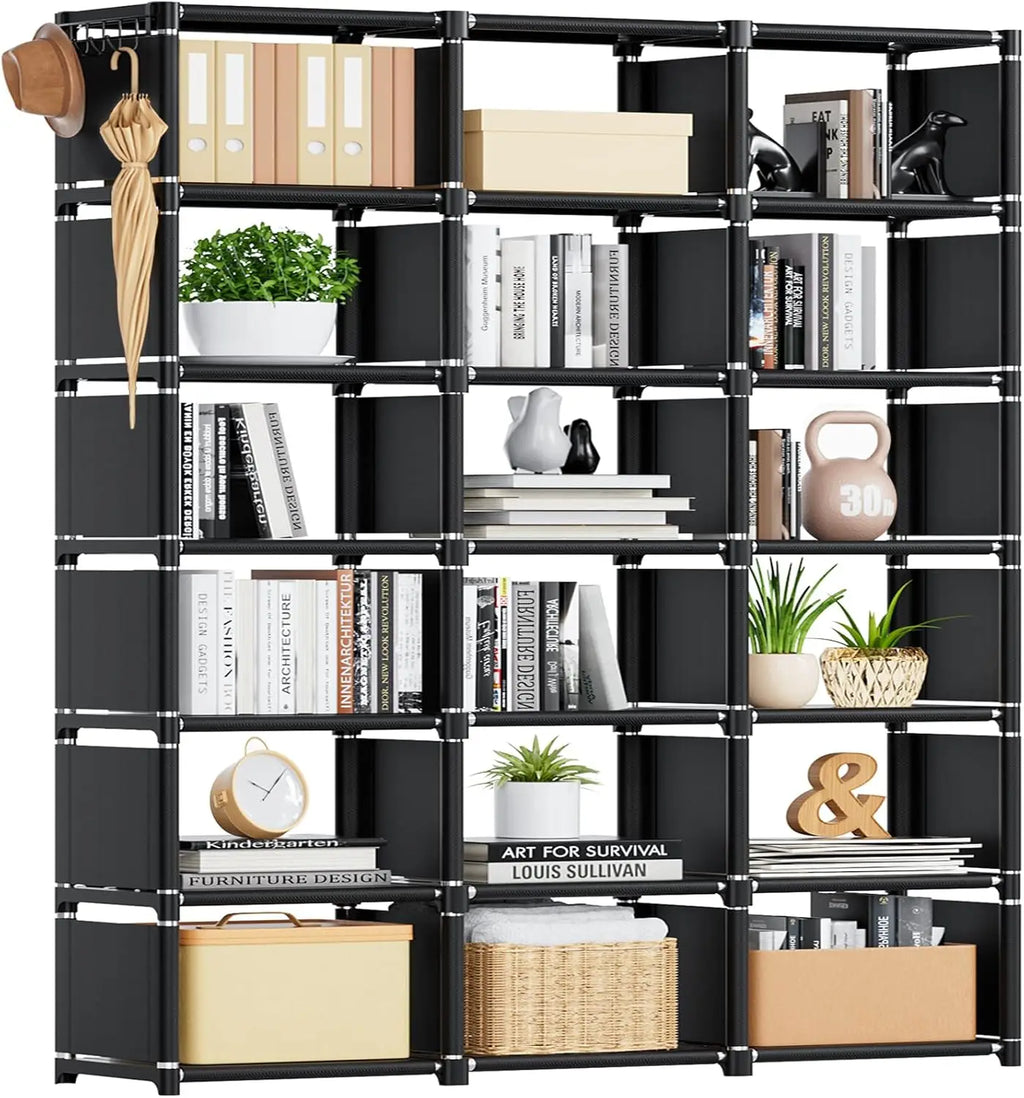 18-Cube Extra Large Book Shelf, DIY Storage Organizer for Bedroom Living Room Home Office - Black