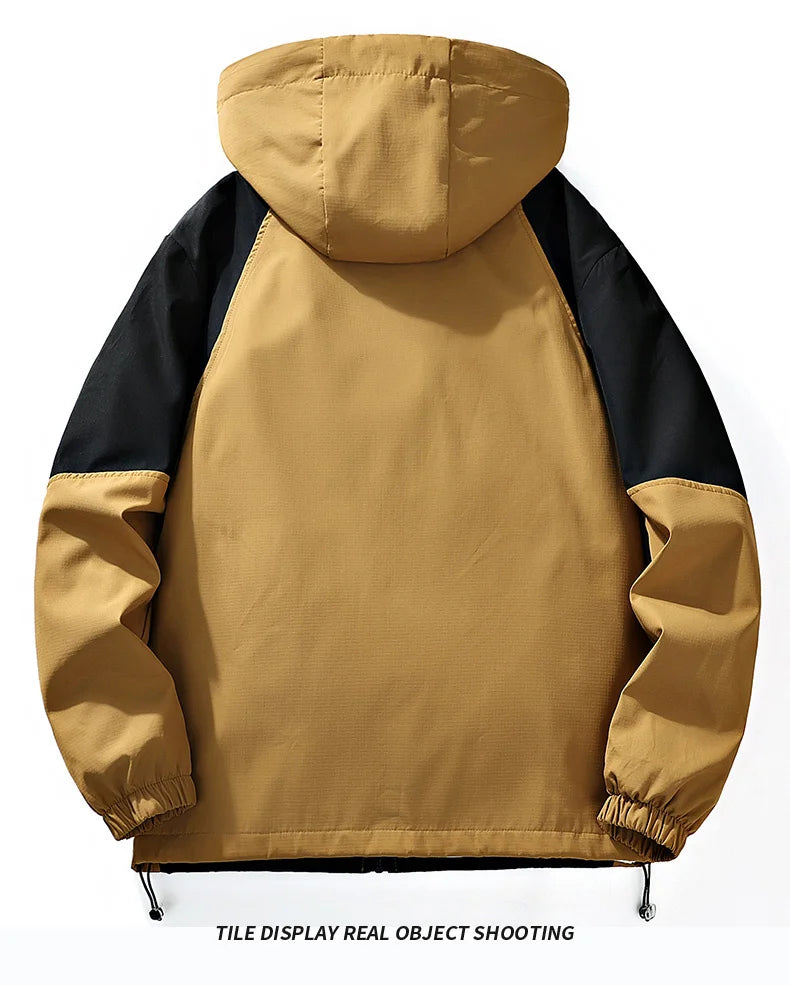 Outdoor Loose Hooded Hiking Jackets for Men/ Quality Waterproof Trekking Coat/ Fashion Comfortable Male Clothes/Autumn All-Match