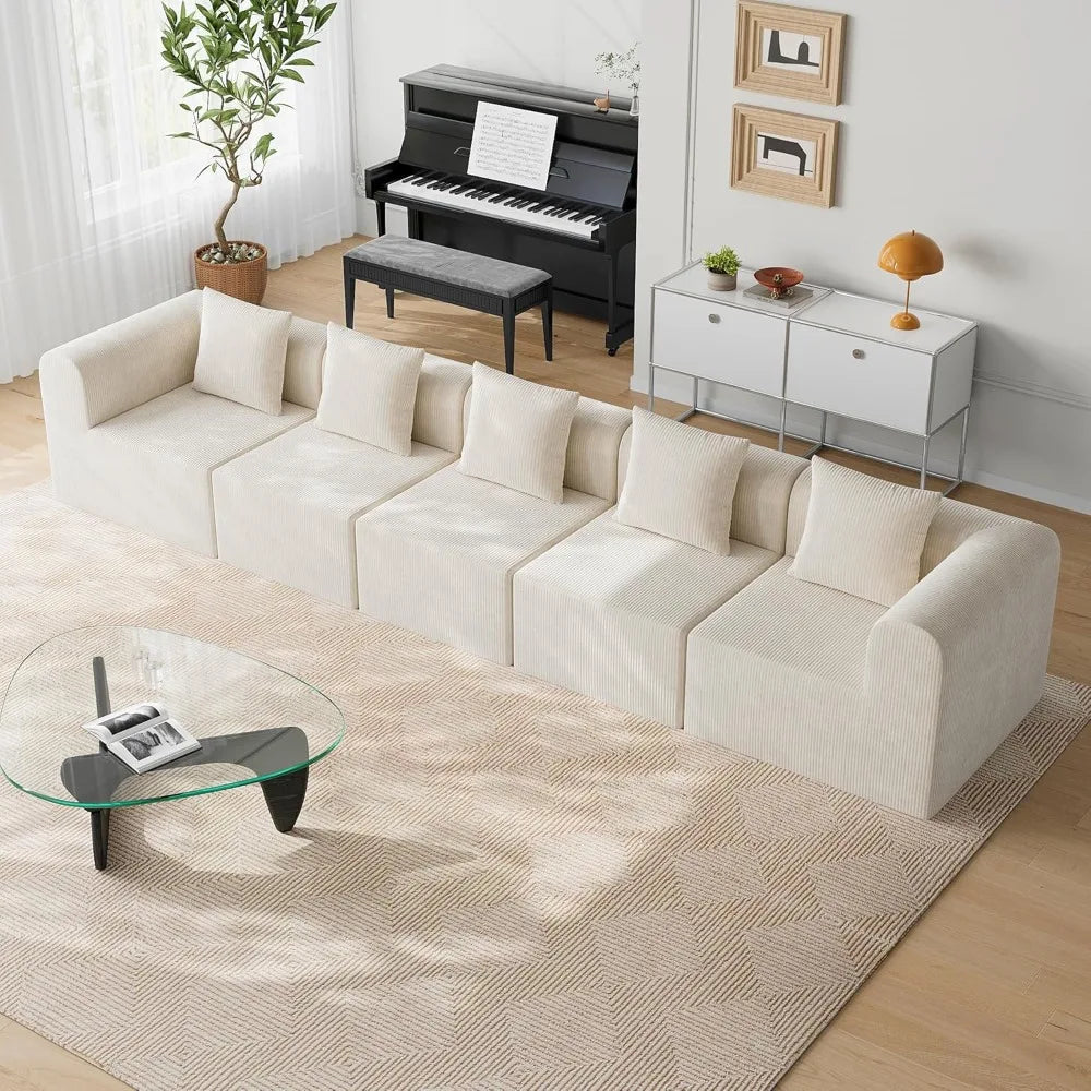 L-Shape Modular Sectional Couch Deep Seat High Density Memory Foam Cloud