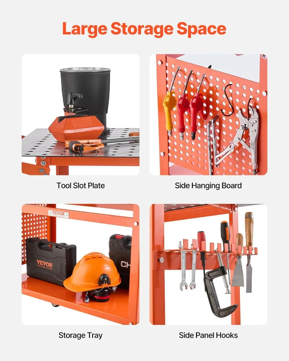40x24" Welding Table with 800LBS Capacity, Movable Steel Workbench with Storage & Fixture Holes