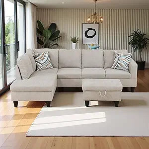 103.5" Oversized Sectional Couch, L Shaped Couch with Storage Ottoman, Modern Modular Sofa with Deep Seat