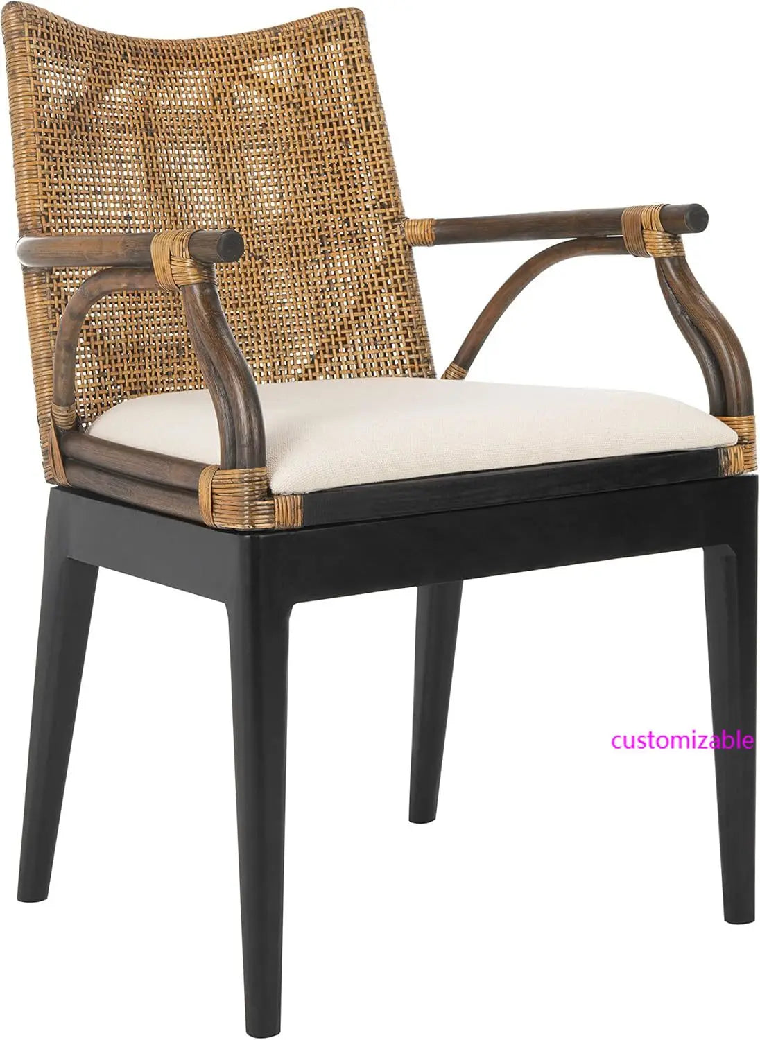 Rattan Tropical Woven Arm Chair, Brown/Black
