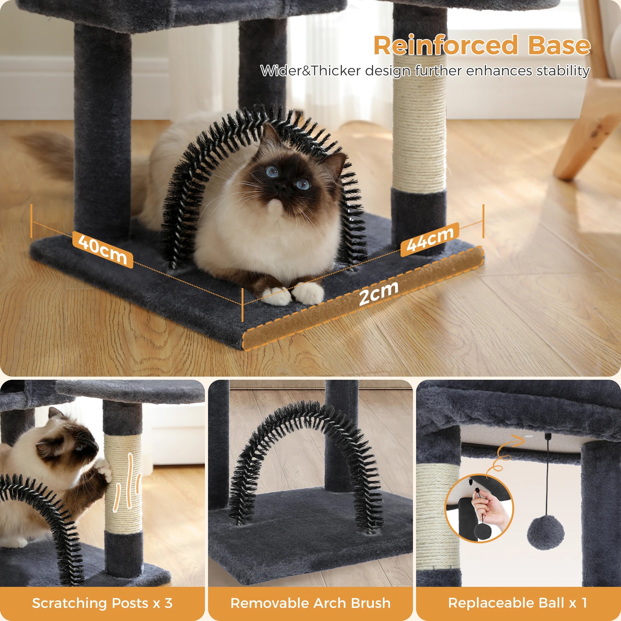 Cat Tree with Toy Cat Tower Condo for Indoor Cats/ Cat House with Padded Plush Perch Cozy Hammock and Sisal Scratching Posts